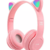 Headset Fone De Ouvido Bluetooth Led Orelha Gato Headphone Rosa - Image 2